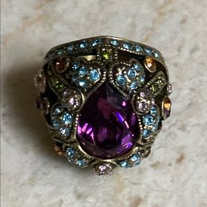HEIDI DAUS Amethyst Dome Swarovski Crystal Cocktail Ring